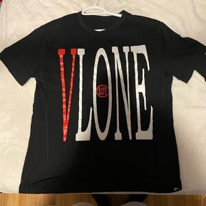 VLONE Black T-Shirt with Red and White Logo